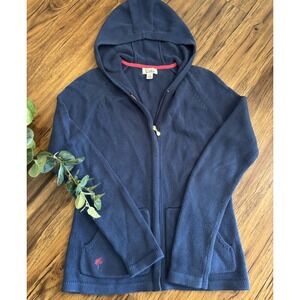 Lilly Pulitzer Cardigan Sweater 4 Jacket Navy Blue Cotton Full Zip Knit Preppy